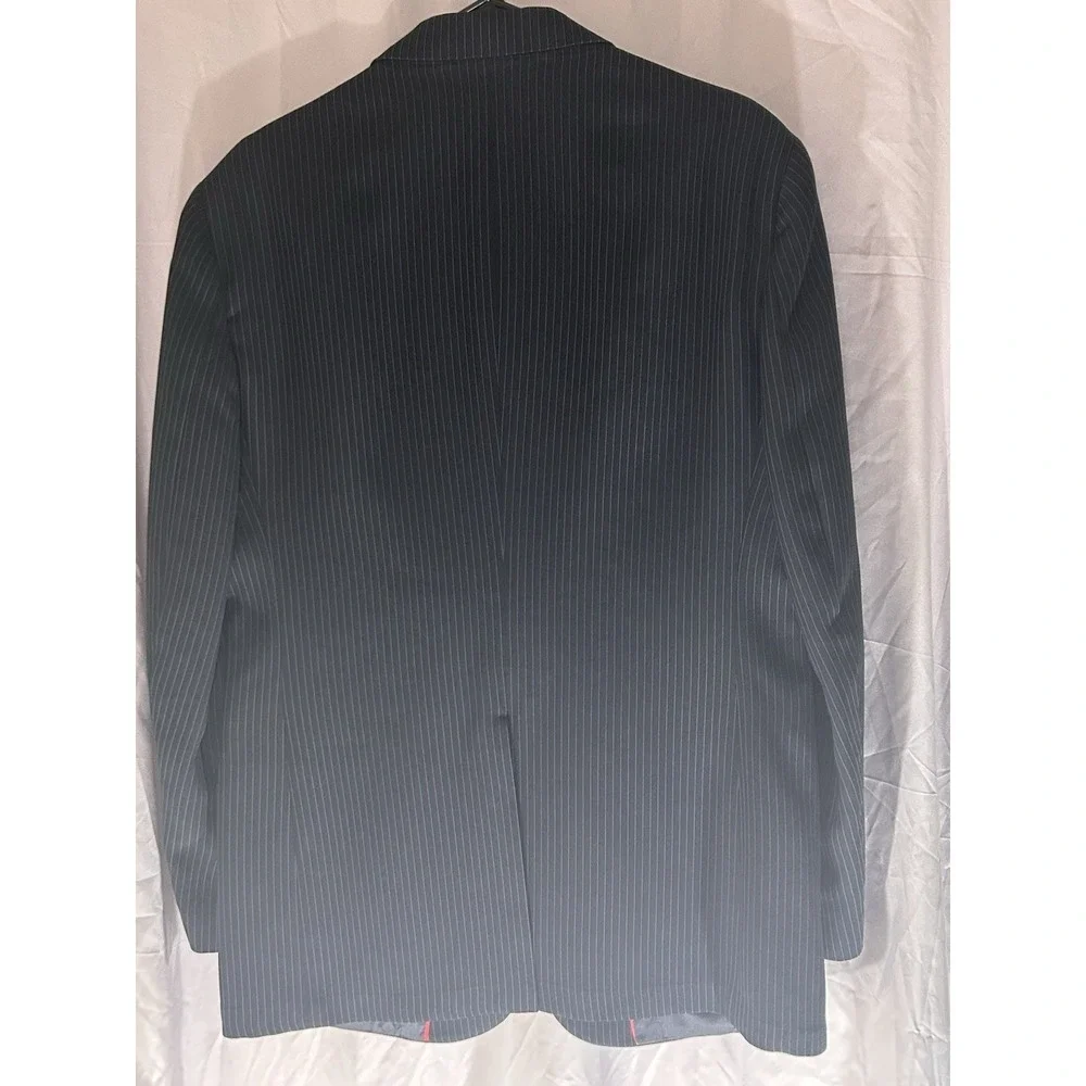 The Mens‎ Store Mens 42R Black Pinstripe Blazer 2 Button Suit Jacket